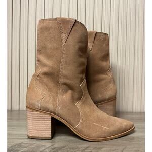KAANAS Porto Nutmeg Suede Cowboy Booties Women’s Size 8M